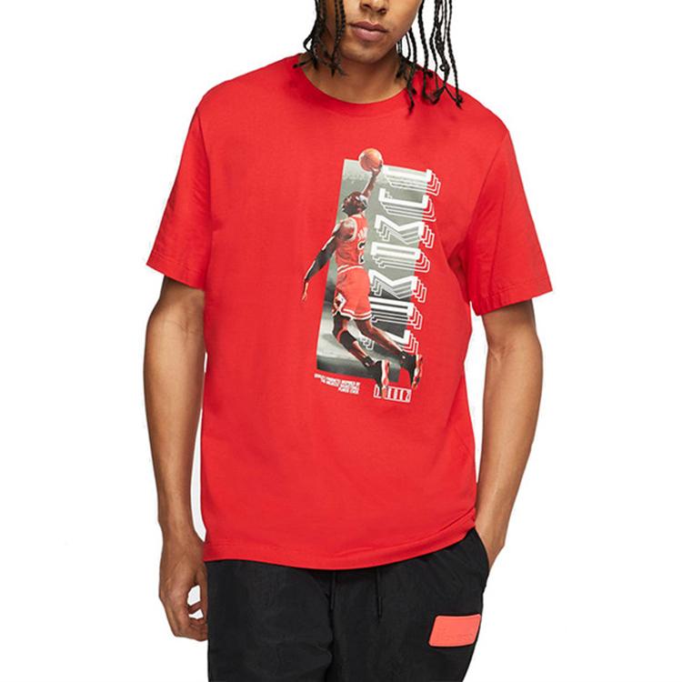 Jordan Flying Logo Print Basketball Sports Short Sleeve T-Shirt Men Tops Red CW0860-657