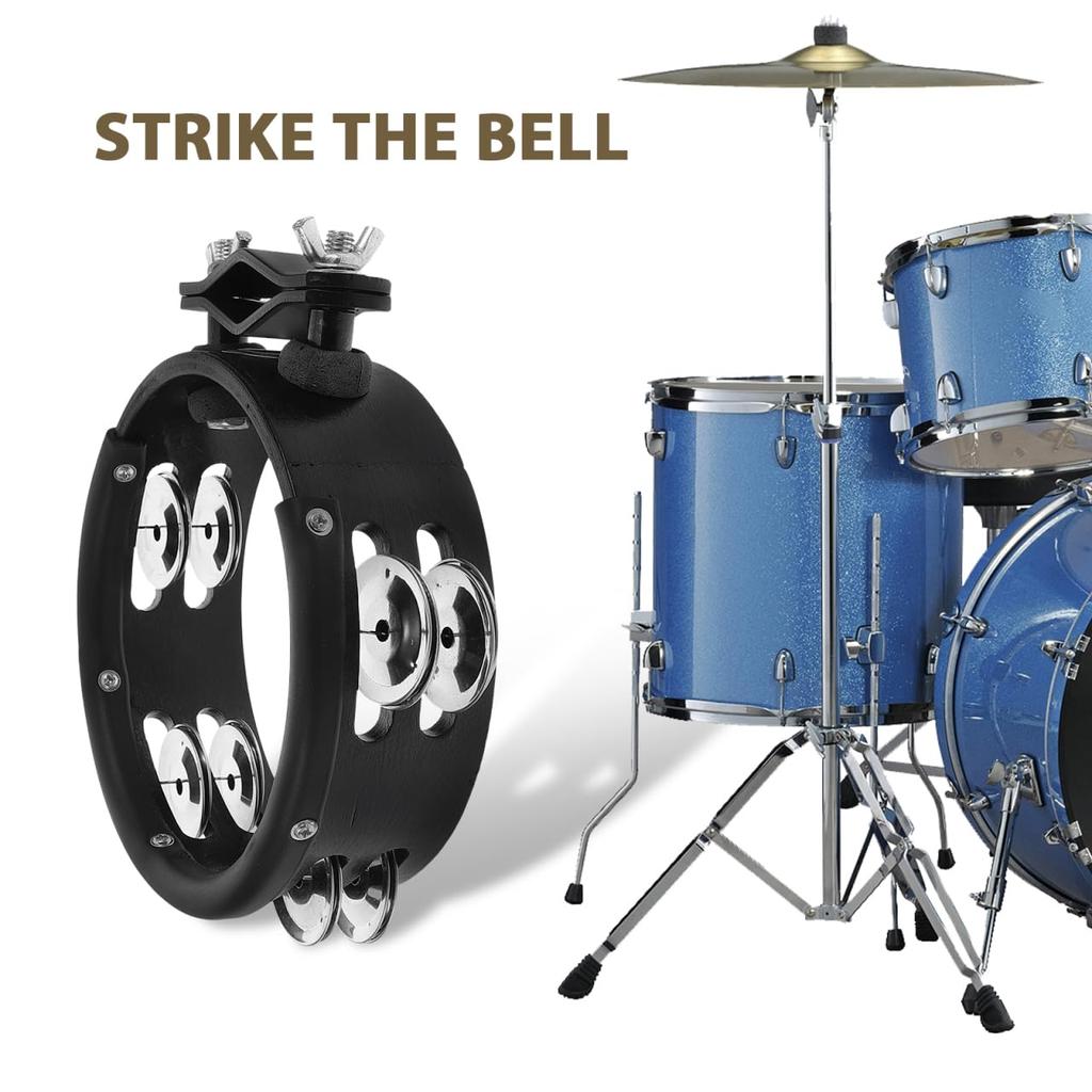 Alasum 6-inch Hi-Hat Tambourine for Drum Sets, Tambourine Instruments, Handbells, Easy to Attach Drum Accessories, Perfect for Dance