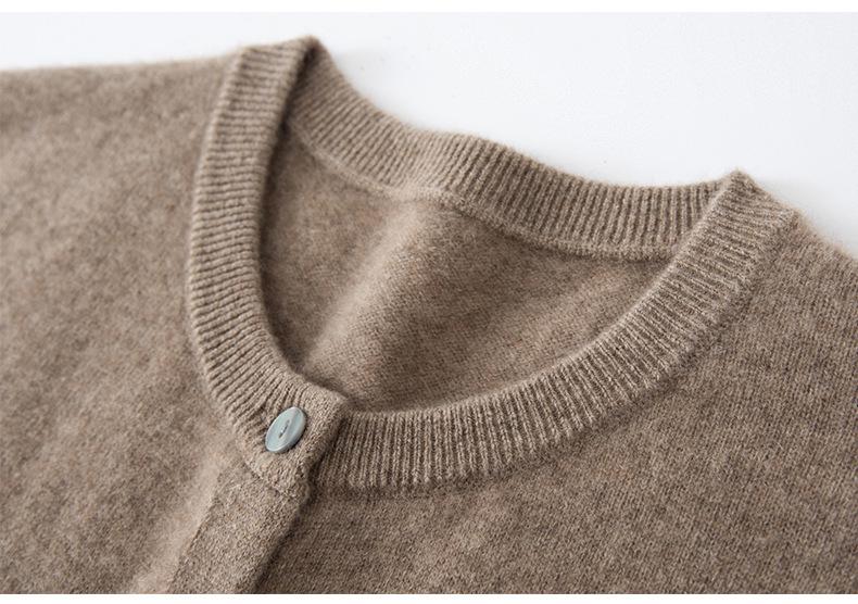100% Cashmere Women's Loose Round Neck Knitwear Cardigan - Autumn/Winter Collection