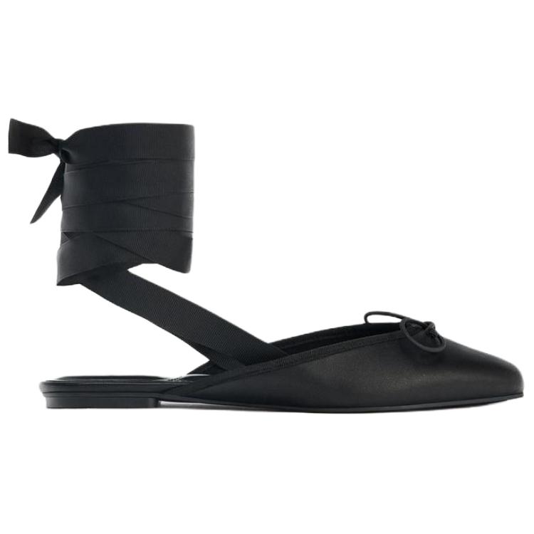 Zara Fashion Casual Flats 1.5cm Women Flats Black 2507610800