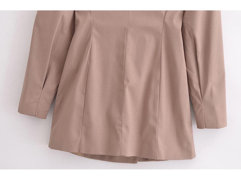 2025 Spring Women's European & American Double-Breasted Lapel Suit Dress