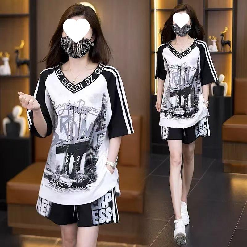 Casual Suit Plus Size Women's Summer Loose Slimming Fashion Shorts Sports Two-piece Suit