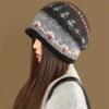 Efterårs- og vinterhatte retro baotou varm ansigtshat dame plys confinement hat Fair Isle uld koldsikker lille kold hat