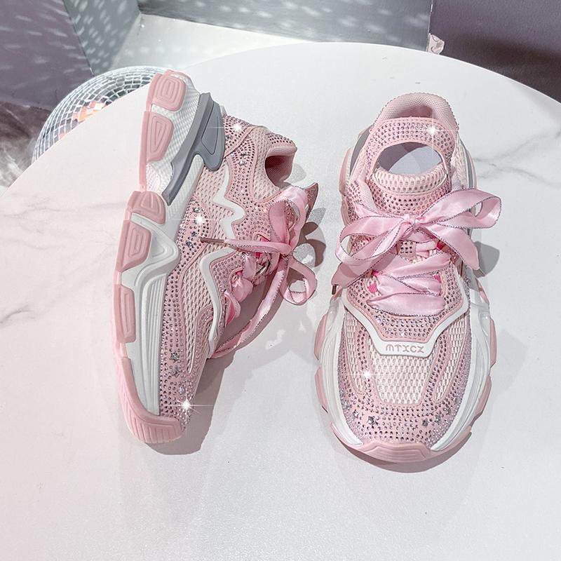 Fashion Top Quality Sneakers Women Skate Shoes New Rhinestone Women Loafers Platform Shiny Women's Casual Shoes Crystal Paris
