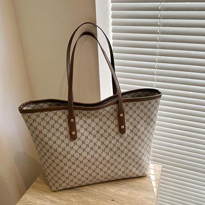Vintage Damen Schultertasche mit großem Fassungsvermögen, bedruckt, PU-Leder, Henkel, Shopper-Tasche, KTY