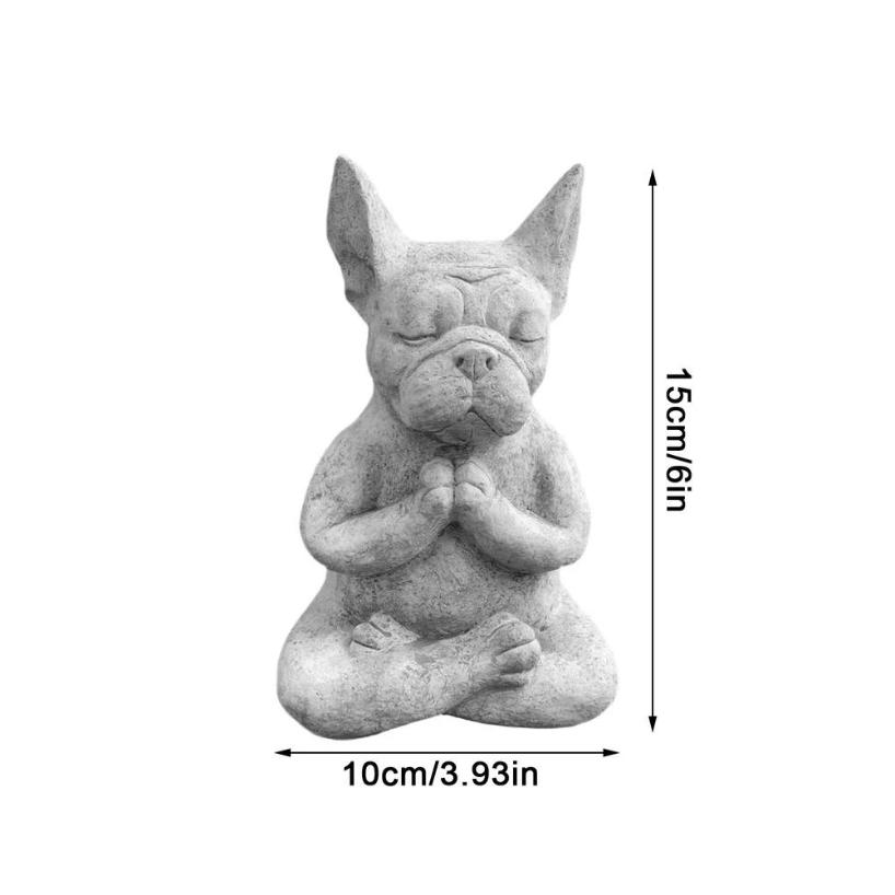 Waterproof Resin French Bulldog Sculpture Yoga Pose Meditation Dog Figurine Zen Garden Decoration Waterproof Prayer Ornaments