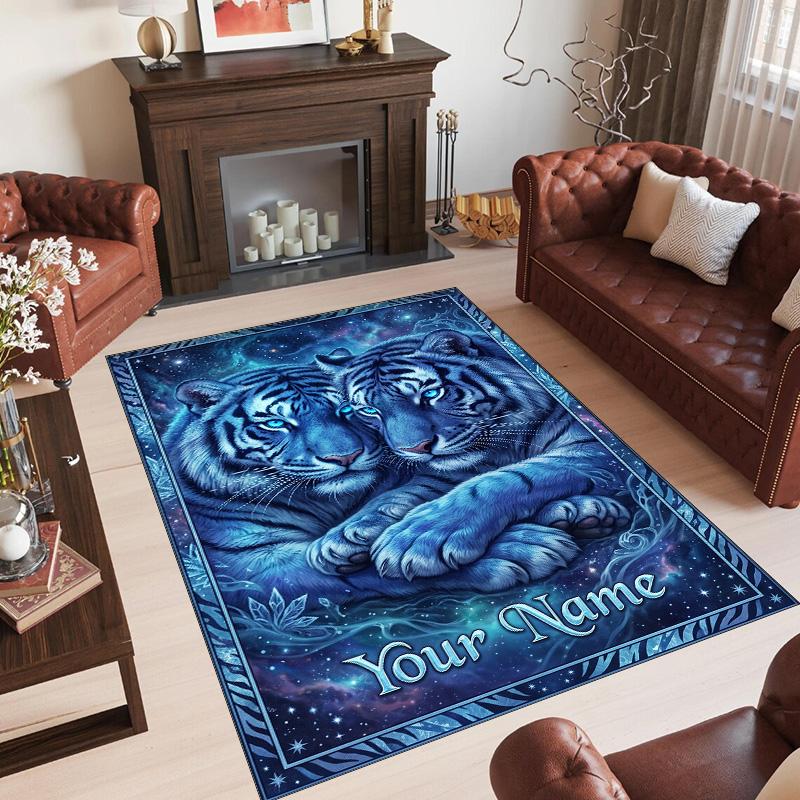 Covor de podea din catifea de cristal cu tematică de leopard, covor cald personalizat cu nume și text, decorațiune pentru casă