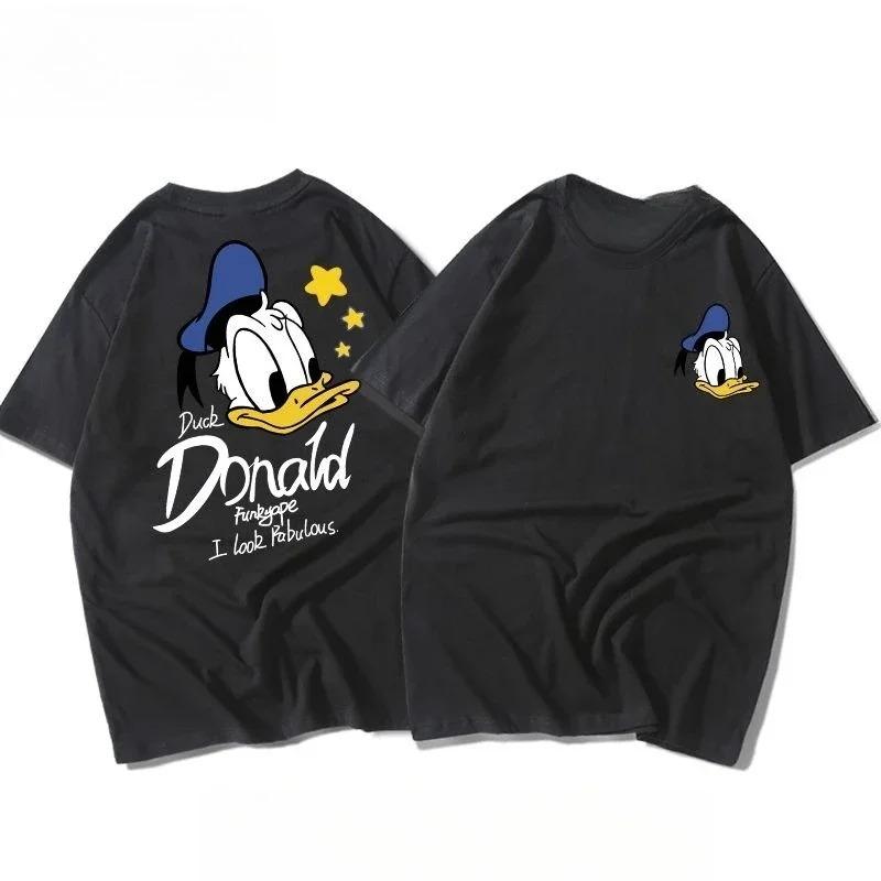 Cotton Shortsleeved Tshirt Men Women Boys Girls Spring and Summer Cute Cartoon American Donald Duck Daisy Couples Loose Top