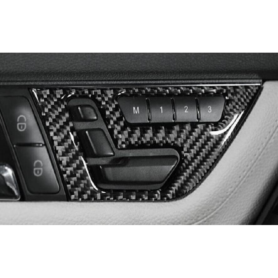 For Benz C-Class 2007-14 Real Carbon Fiber Memory Seat Button Switch Cover Trim