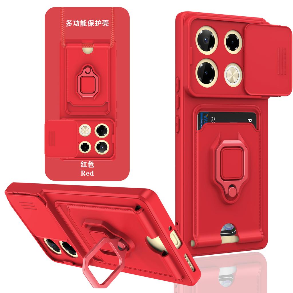 Applicable To Transsion INFINIX note40Pro Card Mobile Phone Case HOT50 Push Window POVA6 Bracket Lanyard Cover