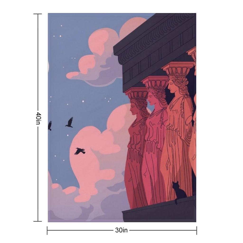 Caryatids at Dusk Throw Blanket Heavy Decoratives Flannel Sleeping Bag Blankets