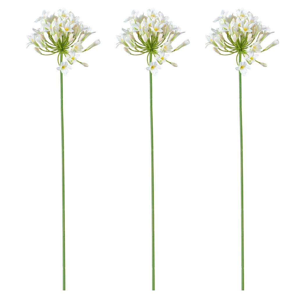 3pcs Artificial African Agapanthus Floral Simulated Plant Stem Flower Arrangement Ornaments European Style Home Wedding Decor