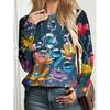 Fashion Women's Crew Neck Long Sleeve 3D Casual Color Printing Casual Short Sleeve Crew Neck T-Shirt