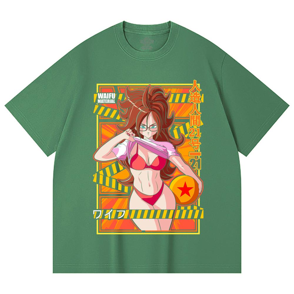230 Gsm 100% Cotton Dragon Ball V25 Android 21 Waifu Print Unisex Heavy Cotton T Shirt