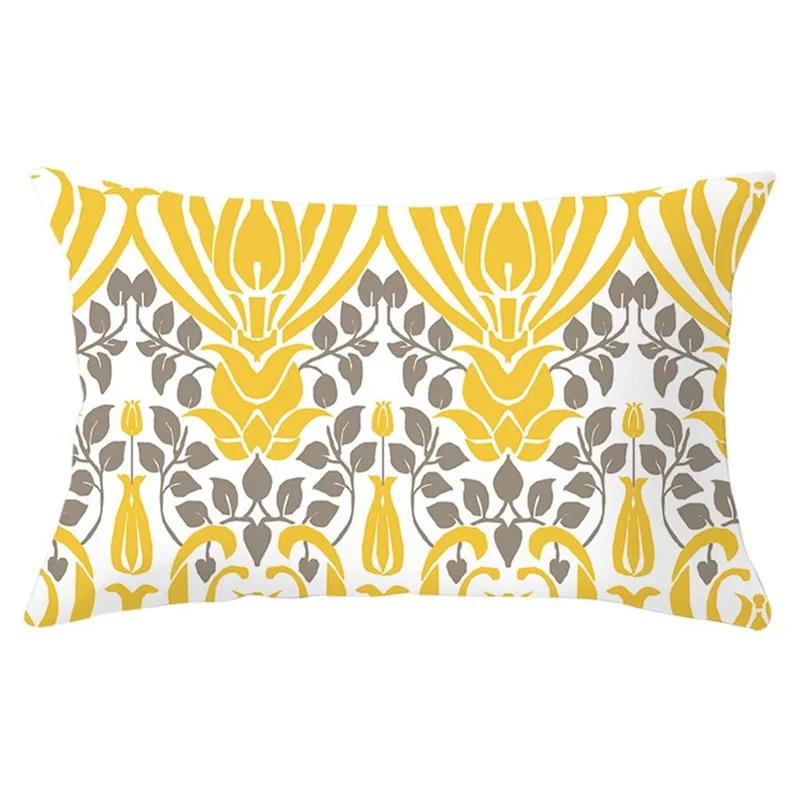 Yellow Geometric Living Room Bedroom Office Pillowcase Rectangular Cushion Cover Home Decor