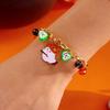 Halloween Cute Ghost Pumpkin Bat Charm Bracelet for Women Men Gold Color Metal Chain Enamel Bracelet Funny Festival Jewelry Gift