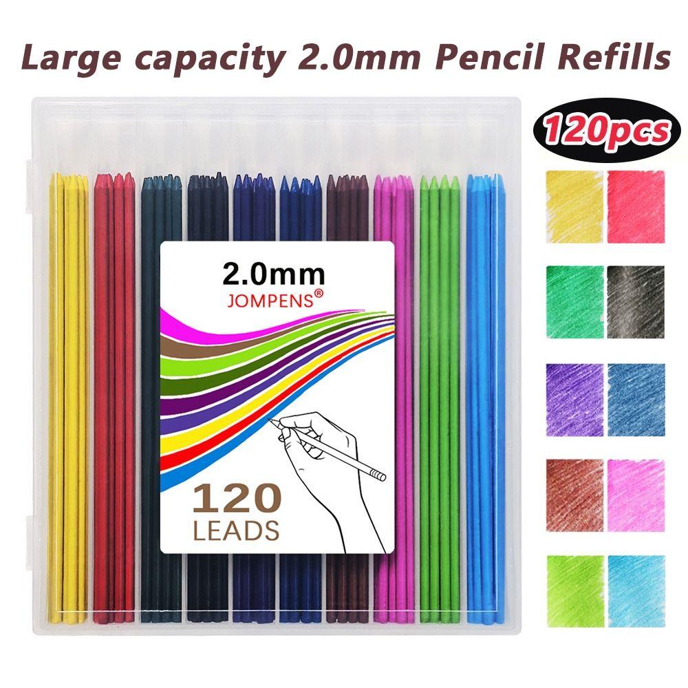 120pcs 10 Colors Mechanical Pencil Refills Large Capacity Propelling Pencil Replacement Refill