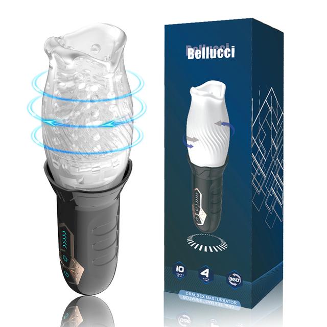 New Male 5 Speed Rotation 10 Modes Vibrating Masturbator Real Blowjob Glans Trainer Penis Massage Male Masturbator Glans Vibrator Male Sex Toy