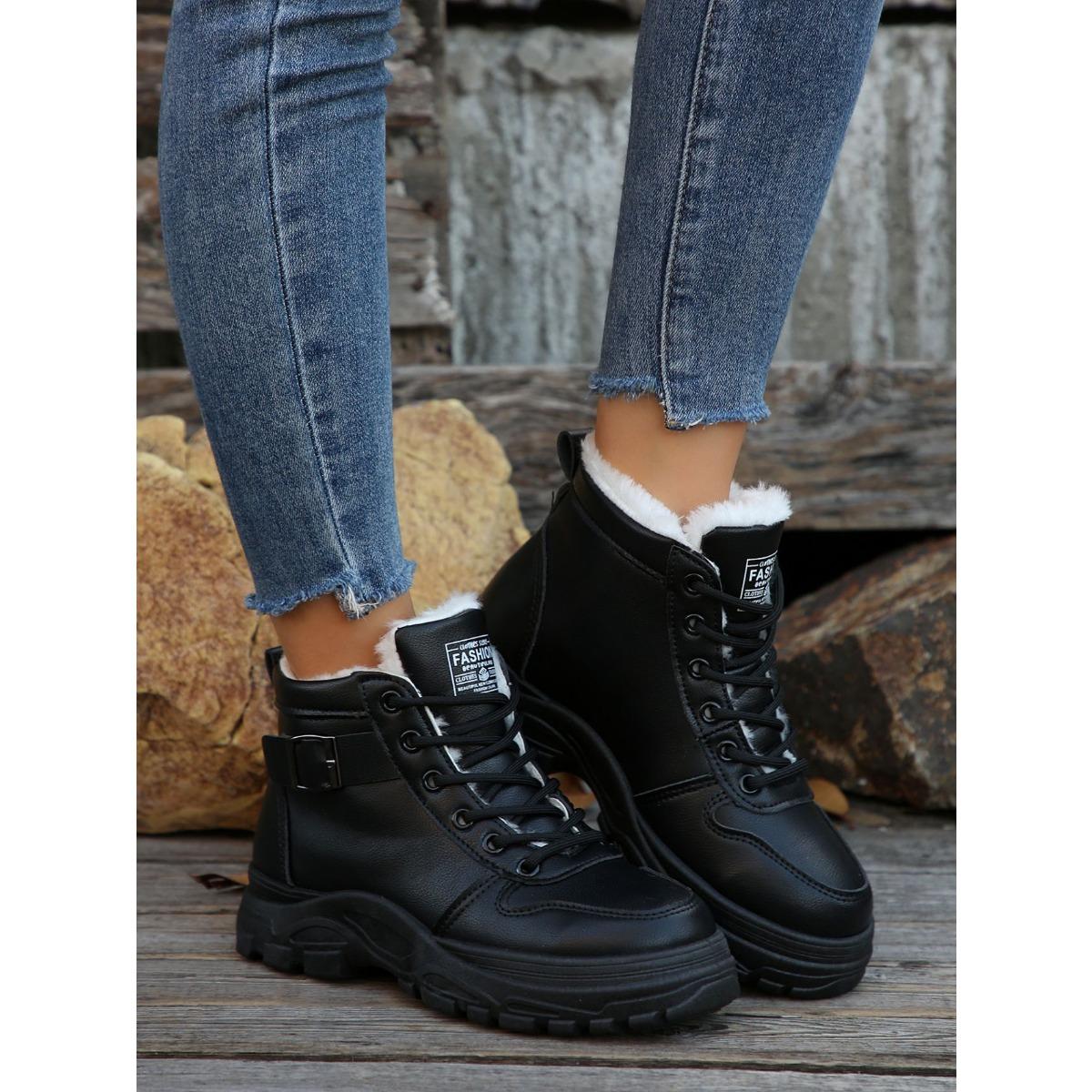 Зимняя обувь женские зимние ботинки плоские нескользящие теплые женские ботильоны обувь — фото 13