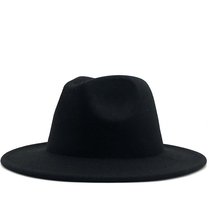 Woolen top hat European and American fashion black plus white color matching hat women's flat-brimmed jazz hat CM