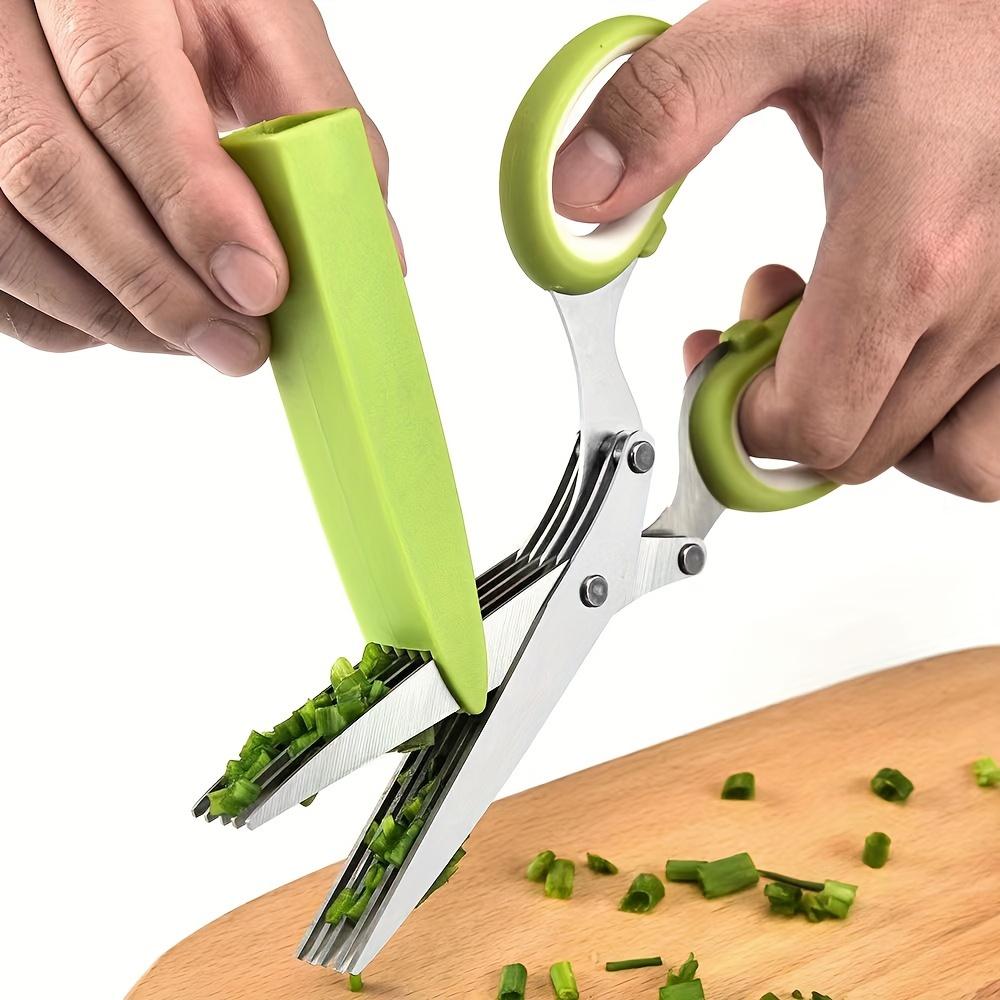 

Versatile 5 Layer Stainless Steel Kitchen Scissors Perfect for Green Onions, Seaweed More Ergonomic Grip, Easy Clean, Random Color