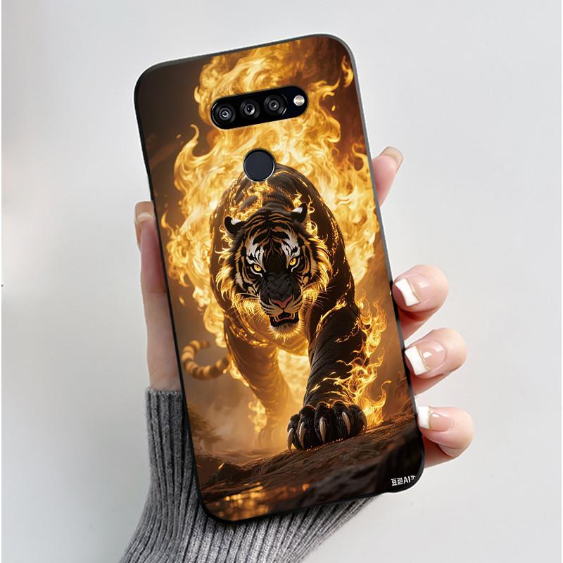 Soft Shockproof Phone Case For LG K50S Bumper Silicone Black Case New Design Viral Pattern Koi Shell Cute Colorful Cover