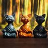 Meditation Cat Sculpture Home Decorations Resin Black Yoga Sitting Zen Cat Black Buddha Ornament Outdoor Garden Figurines