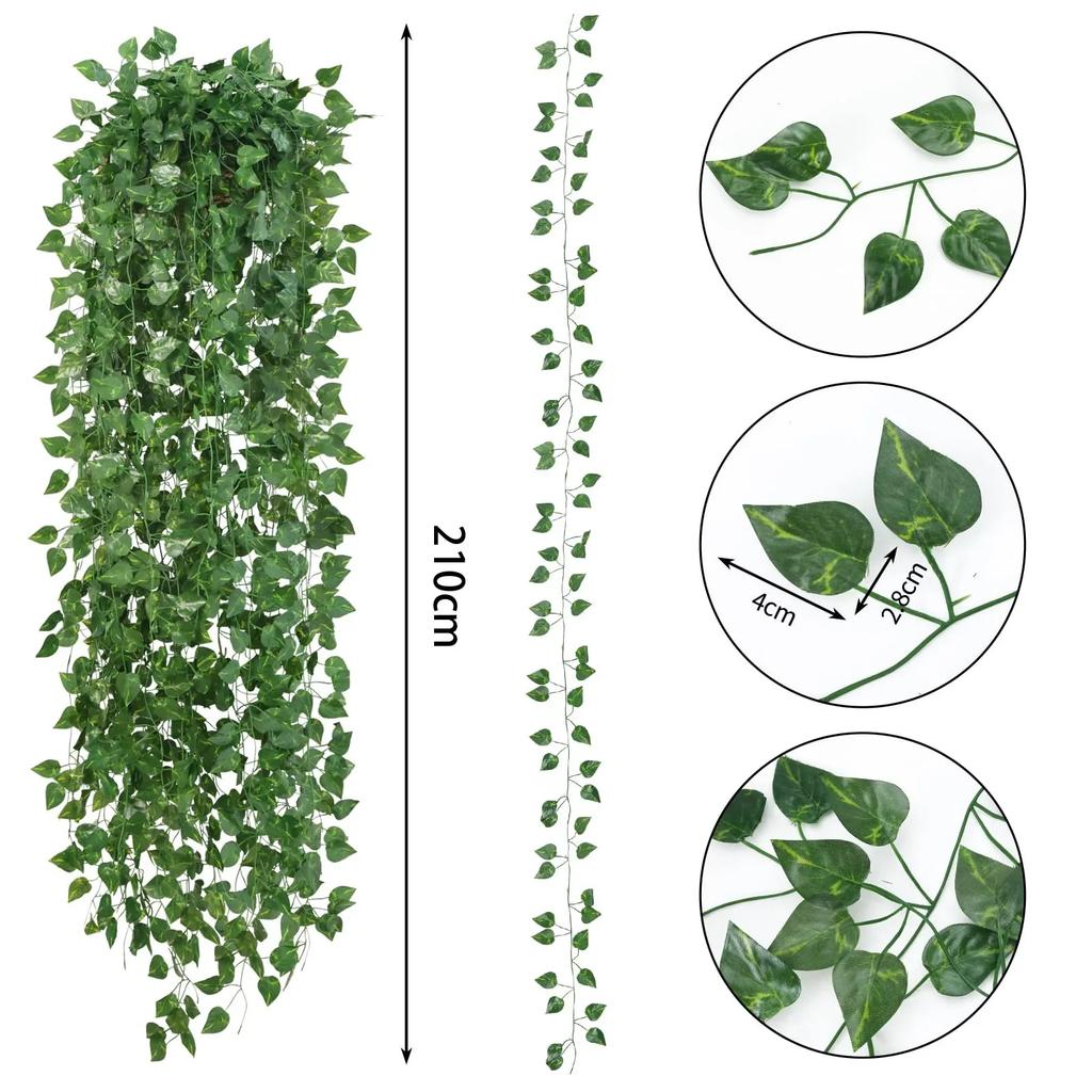 Artificial Ivy Fake Green Leaves Artificial Rattan Vine Hanging Climbing Leaves for Garden Wedding Party Decoration Fake Plants