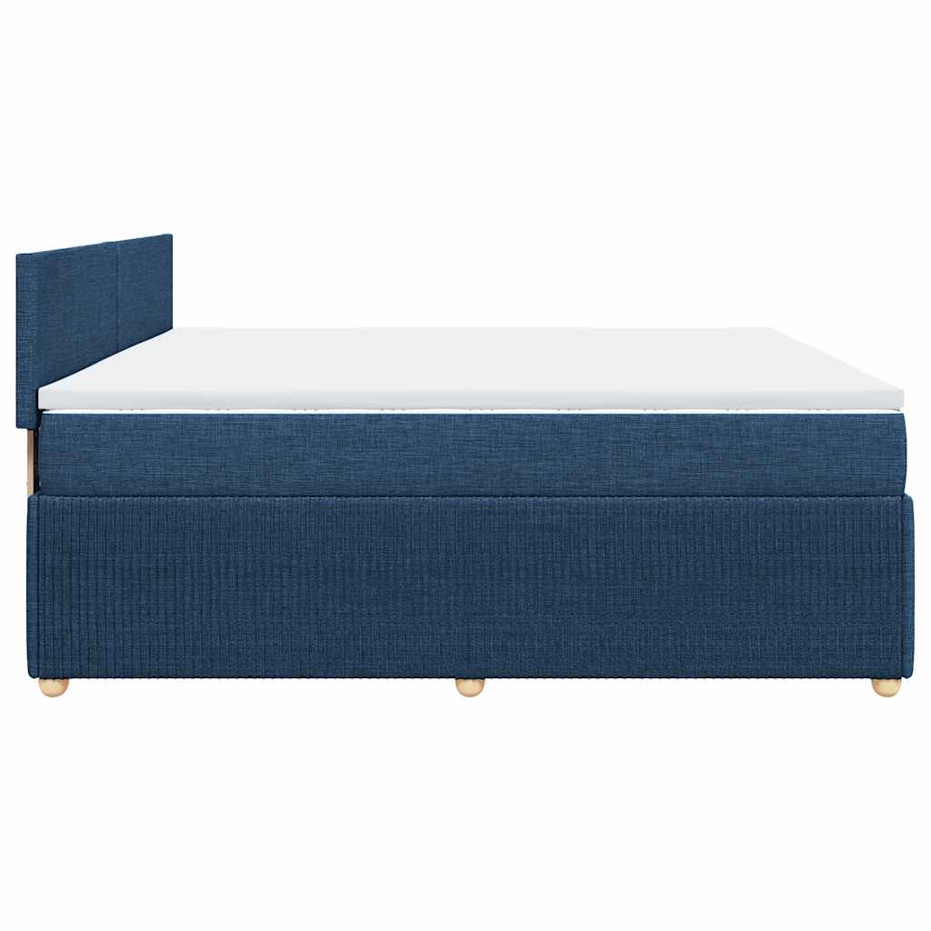 Box Spring Bed with Mattress Blue 200x200 cm Fabric