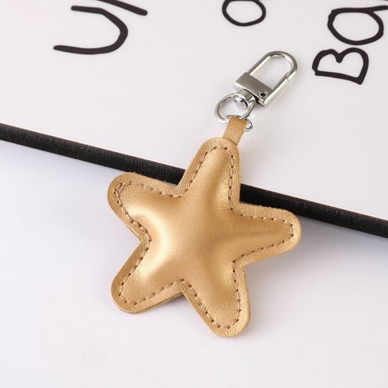 Yousheng Keychain Pendant Imitation Leather Soft Cotton-Filled Star Shape Key Chain with Metal Buckle Bag Hanging Ornament