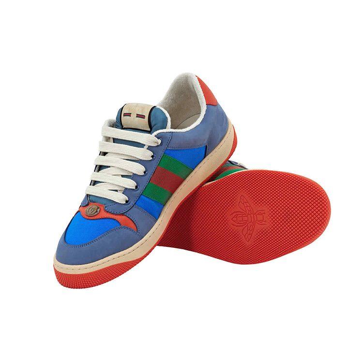 Gucci Screener Distressed Shoes Stylish Skateboarding Shoes Men's Blue Red 576223 9PYQ0 4379