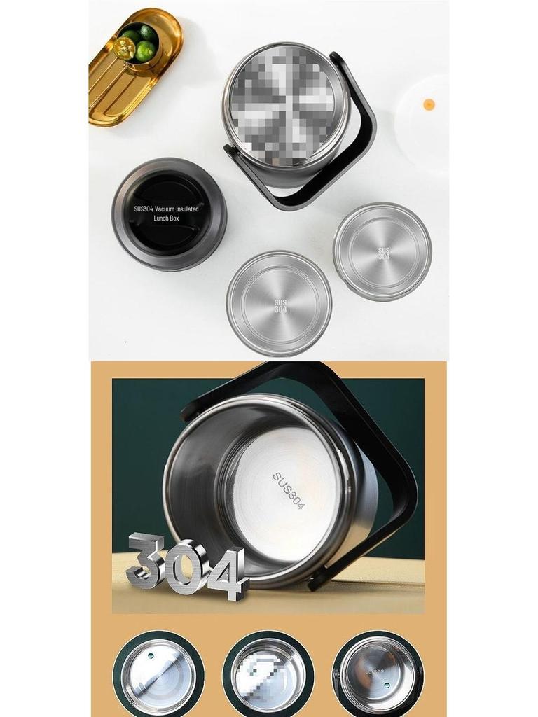 304 Stainless Steel Three-Layer Insulated Lunch Box for Students and Office Workers