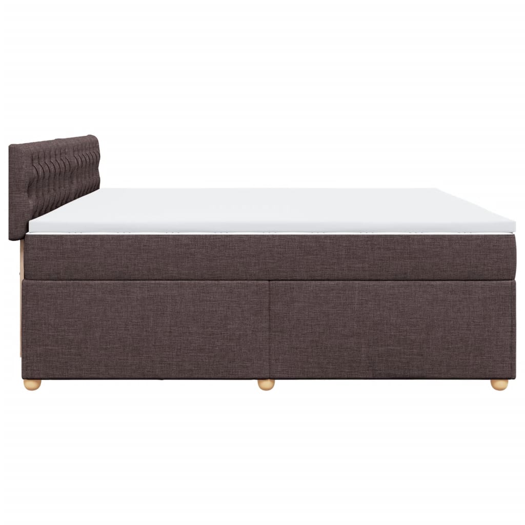 Box Spring Bed with Mattress Dark Brown 200x200 Cm Fabric