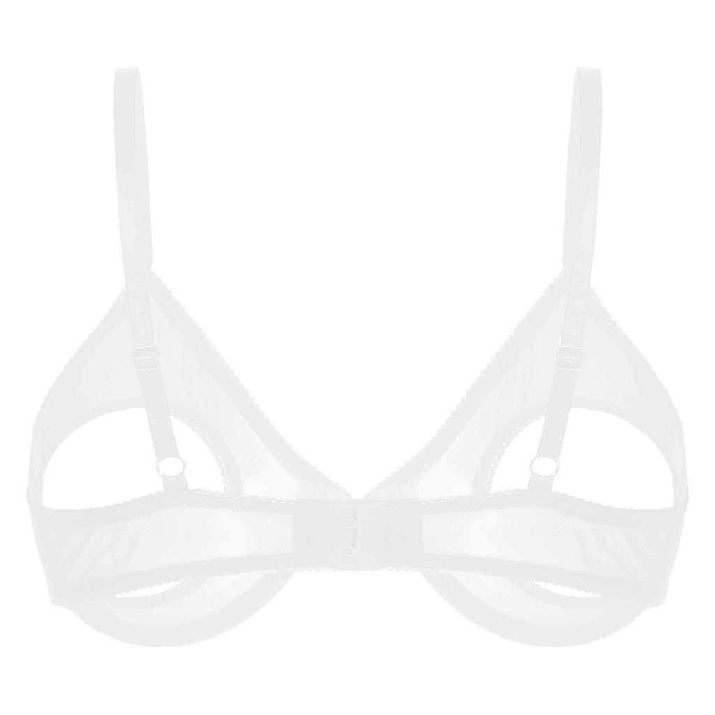 Hollow Out Open Cups Underwired Bra Tops Mesh Brassiere Underwear Corset Bustier Women Wedding Night Lingerie