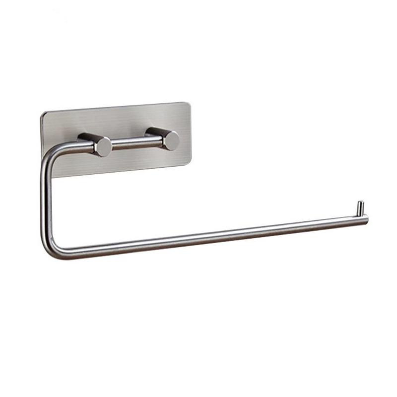 WTEMPO 1PC 2 Sizes 2 Colors Bathroom Paper Towels Rolls Kitchen Tissue Cloth Holder Stainless Steel Non Perforated Self-adhesive Paper Towel Holder