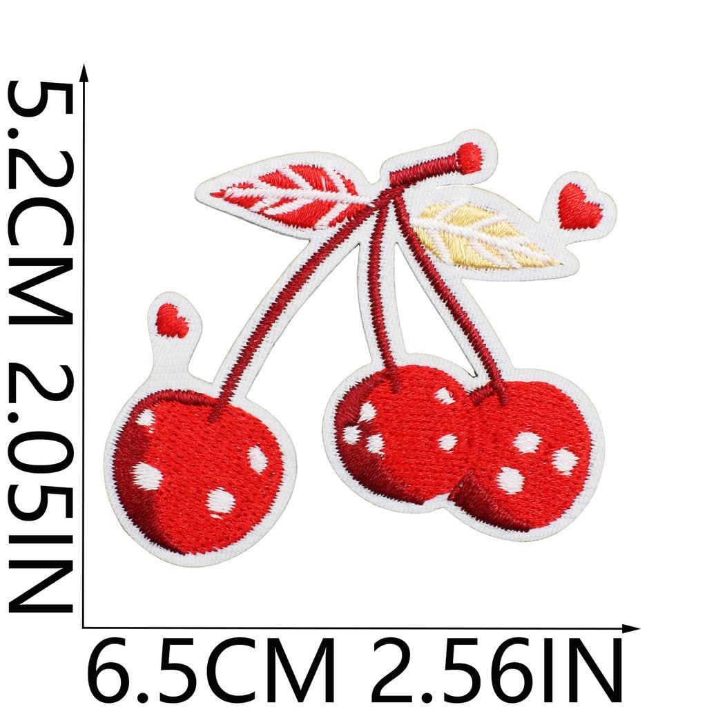 New Fruit Embroidery Cloth Sticker, Clothes Bag Decoration Patch Sticker, Cherry Small Mouth Computer Embroidery Stamp, Ironing