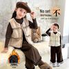 2025 New Style Girls' Faux Fur Vest & Pants Three-Piece Fleece-Lined Winter Set