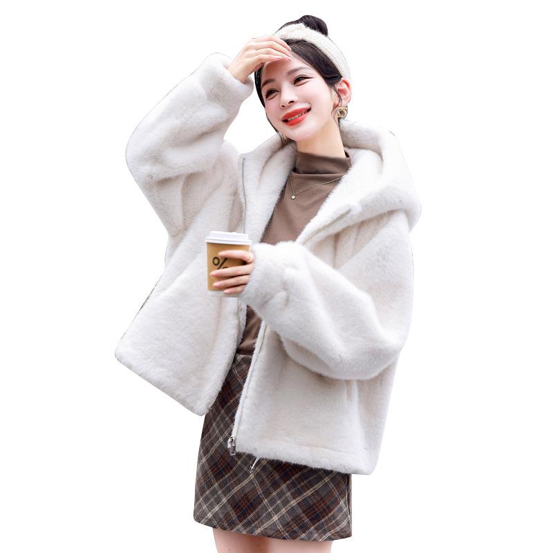Stylish Hooded Faux Mink Coat - Women's Autumn/Winter Fashion