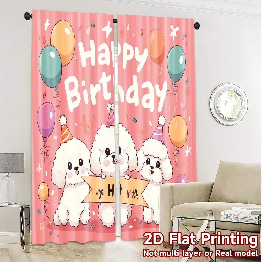 2pcs, 2D FLAT PRINTING Curtains (Without Rod) PuppyCelebration Popular Minimalist Curtains Versatile 100% Polyester Curtains