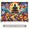 2D flat 8x6 feet Halloween background banner - Haunted house with pumpkin lanternszyc