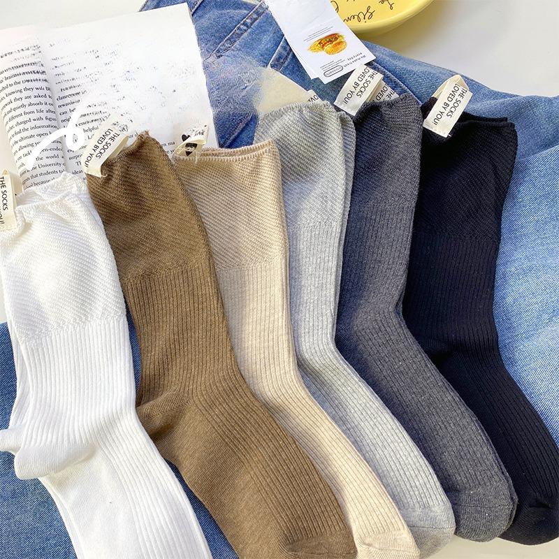 Female Spring and Autumn Heel Love Cloth Label Letters In The Tube Pile Pile Cotton Socks