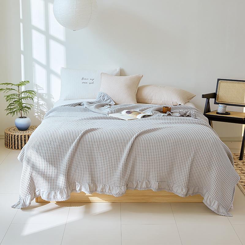 

Одеяло для кондиционера из чистого хлопка в корейском стиле, вафельное одеяло, летнее двойное одеяло для кондиционера 150x200cm