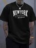 Unisex T-shirt Men'S Print T-Shirt - Oversized Casual Crew Neck Tee with White NYC Skyline & Statue of Graphic, Rel