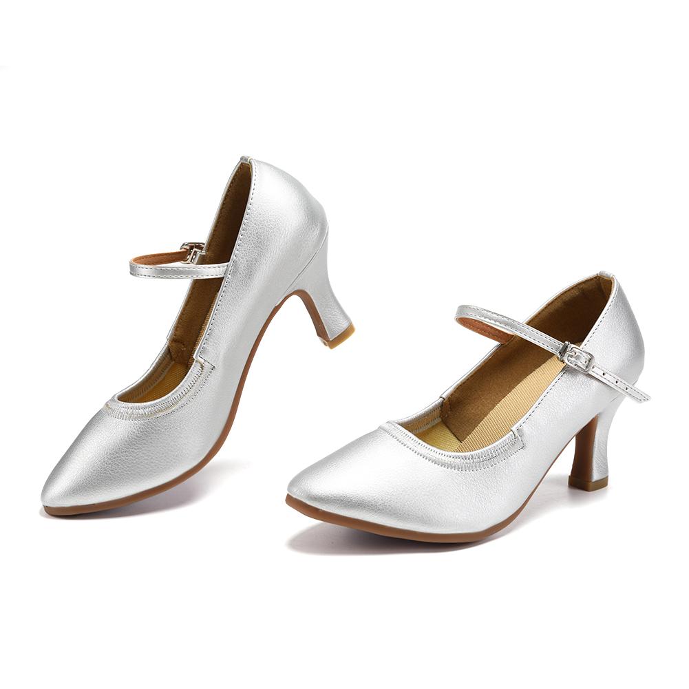 Damskie buty do tańca nowoczesnego z zamkniętymi palcami, miękka podeszwa, średnie obcasy, buty do tańca towarzyskiego