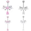 Sweet  Bowknot Heart Navel Ring For Women Girl Exquisite Shining Zircon Belly Button Ring Sexy Body Piercing Jewelry Gift
