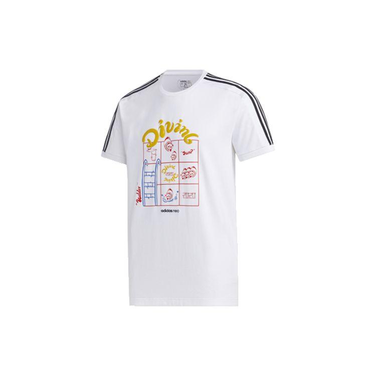 Adidas Neo Round Neck Sports Short Sleeve T-Shirt Men Tops White GK1542