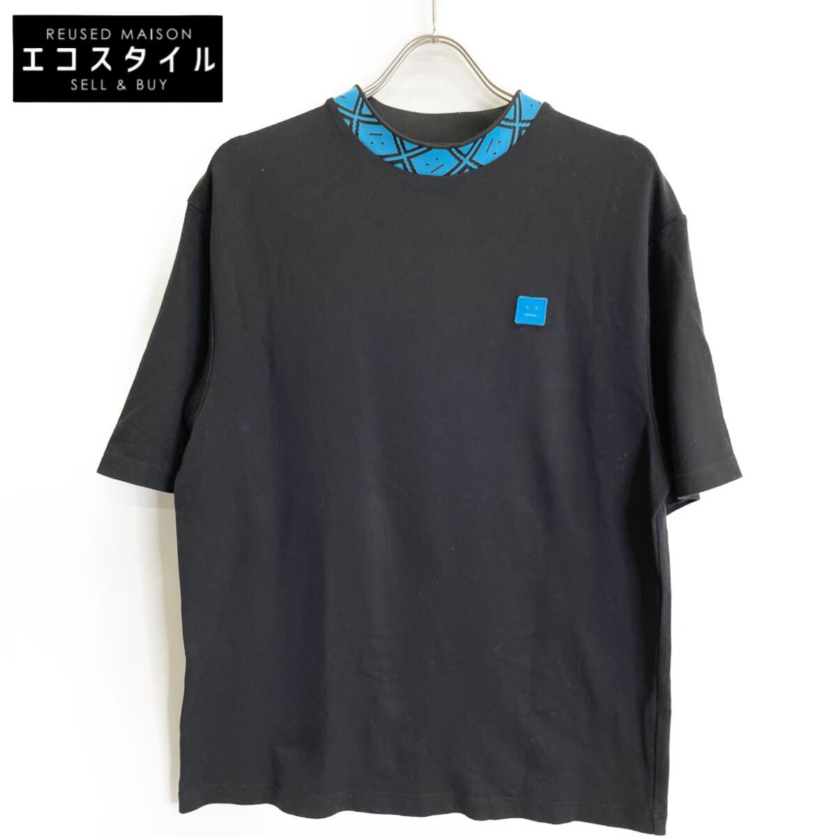 ACNE STUDIOS Black x Blue Face Patch T-Shirt tops M blackUsed