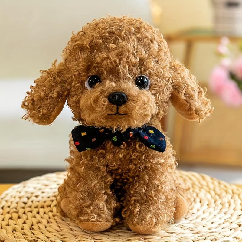 

1pc Realistic Poodle Figure, Handmade Collectible, Plush Dog Sculpture, Lifelike Animal Decor for Shelf, Desk, Home Home Decor