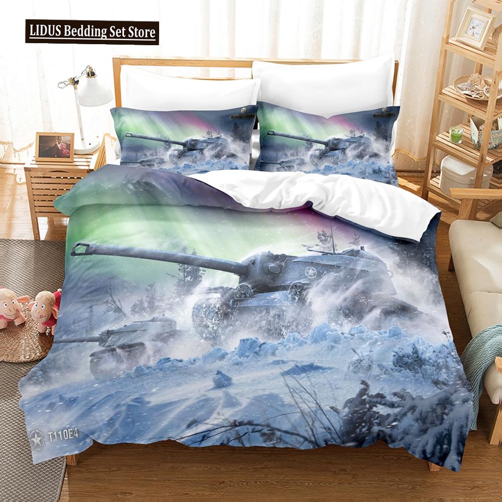 3D Tank Duvet Cover Tank Print War Military Weapon Theme For Children Teens Women Men Gifts For Bedroom Decorations Queen King