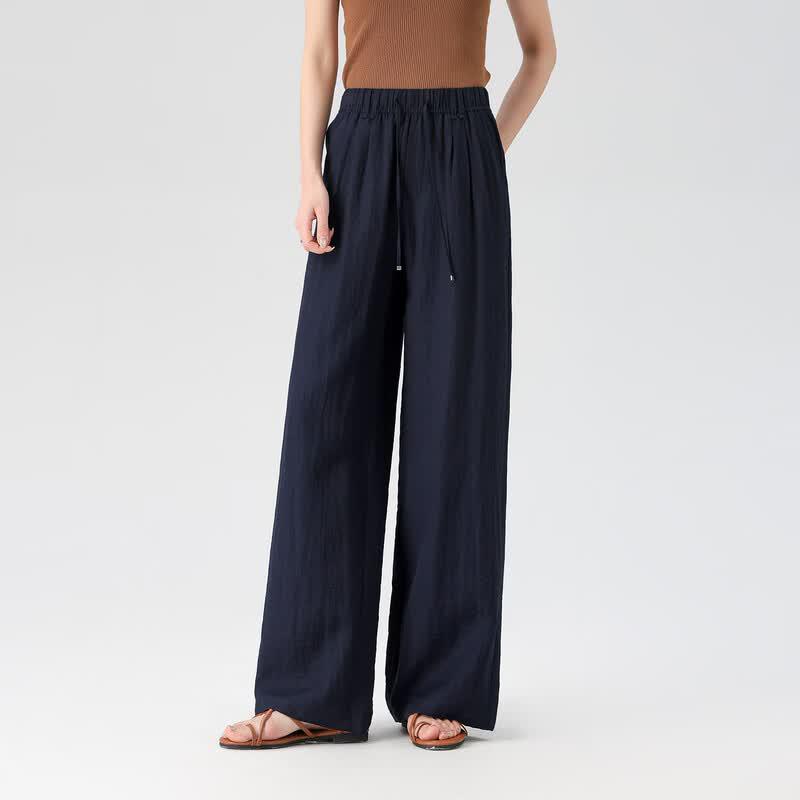 La Chapelle Women's Linen Blend High-Waisted Wide-Leg Pants